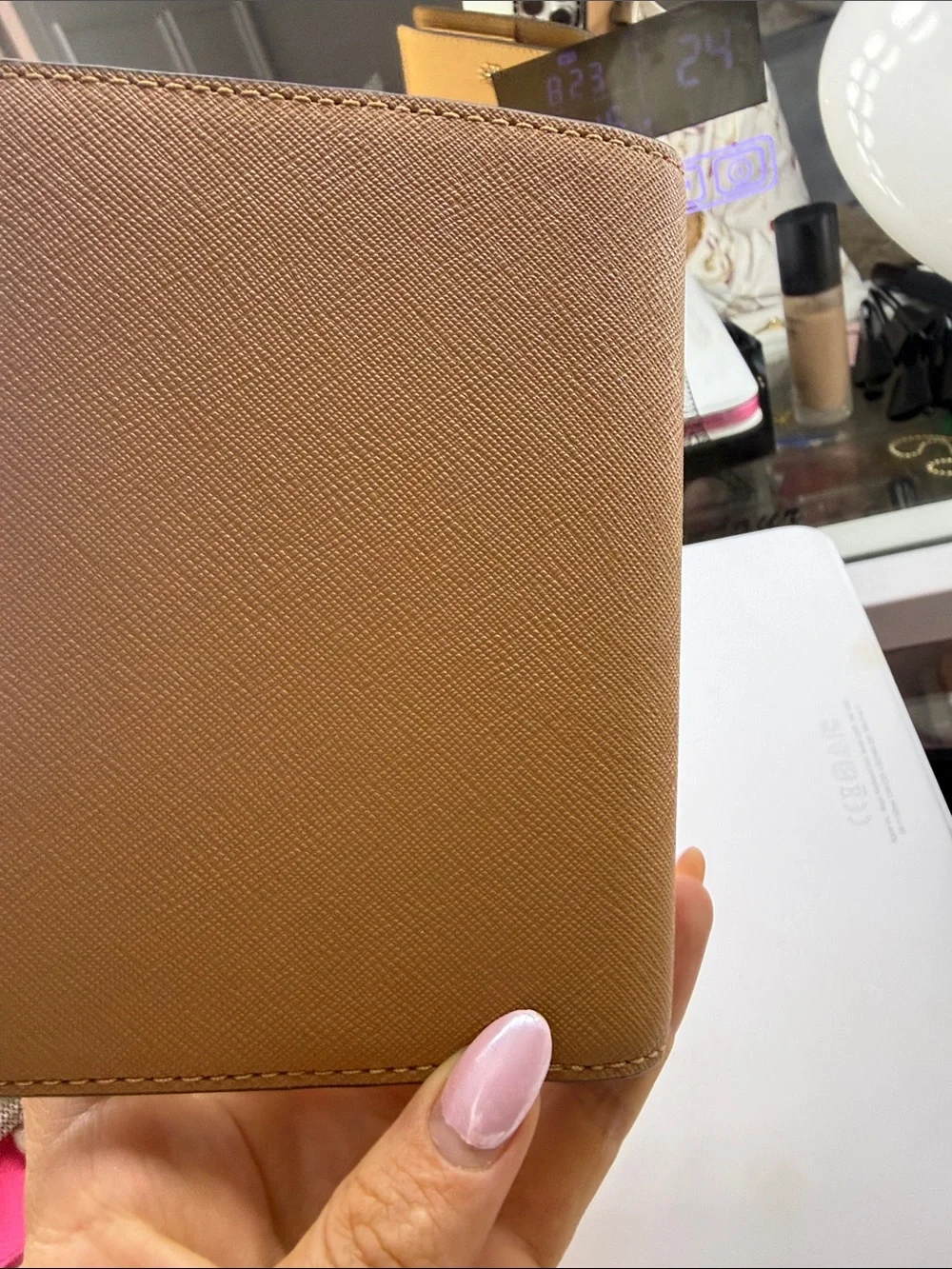 Tory Burch Tan Passport/Card Holder with Gold Logo